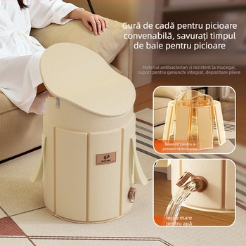 Cadă pliabilă pentru picioare, înălțată și izolată, din Oxford, PVC și placă izolatoare, pentru înmuierea picioarelor