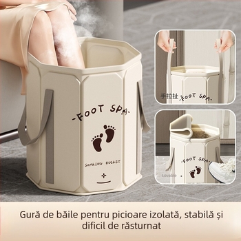 Cadă pliabilă pentru picioare, înălțată și izolată, din Oxford, PVC și placă izolatoare, pentru înmuierea picioarelor