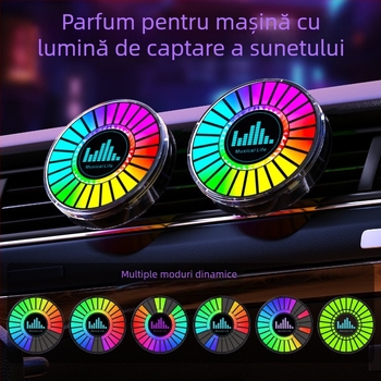 Lampă LED RGB pentru ventilația auto cu iluminare 3D, control vocal și aromaterapie