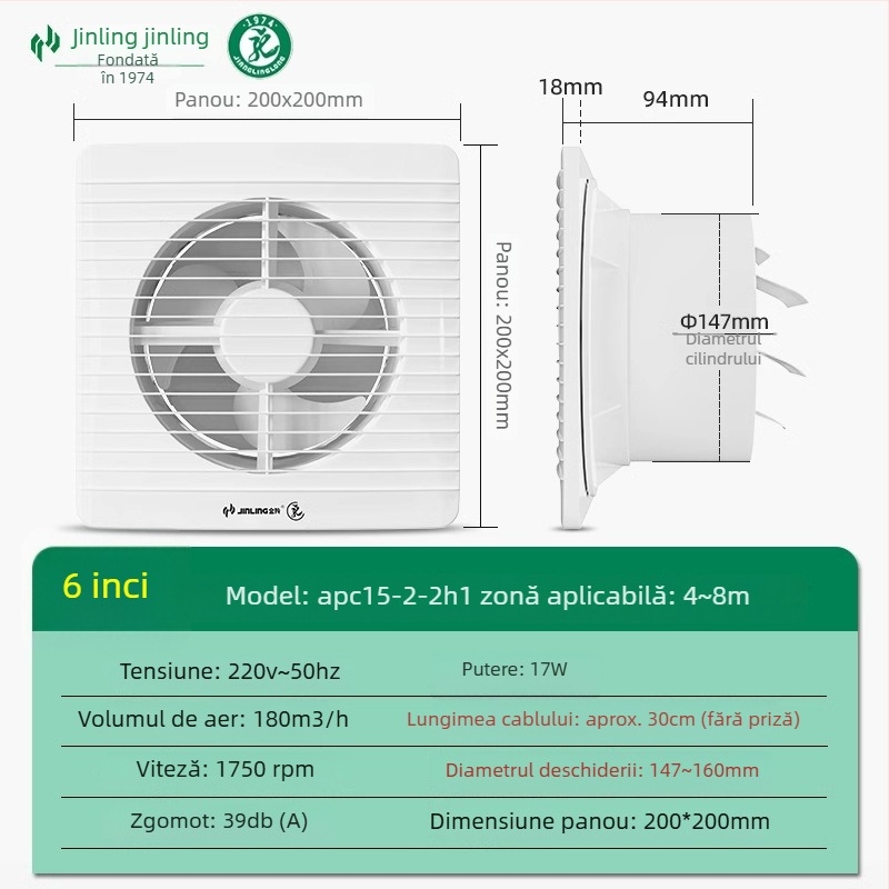 Golden Antelope Ventilator de evacuare – Modele: apc20-3-2(h1), apc25-4-2h1; Montaj suspendat; 220V; 1000W; Eficiență energetică Clasa I