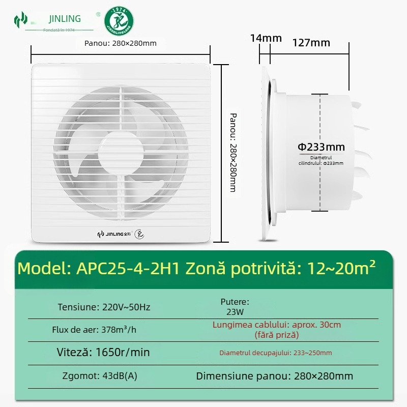 Golden Antelope Ventilator de evacuare – Modele: apc20-3-2(h1), apc25-4-2h1; Montaj suspendat; 220V; 1000W; Eficiență energetică Clasa I