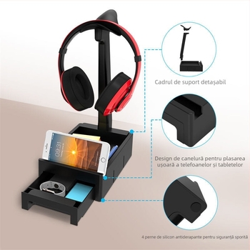 Suport de încărcare pentru căști - Universal, plastic ecologic, stocare pe birou, raft înălțat pentru monitor și laptop