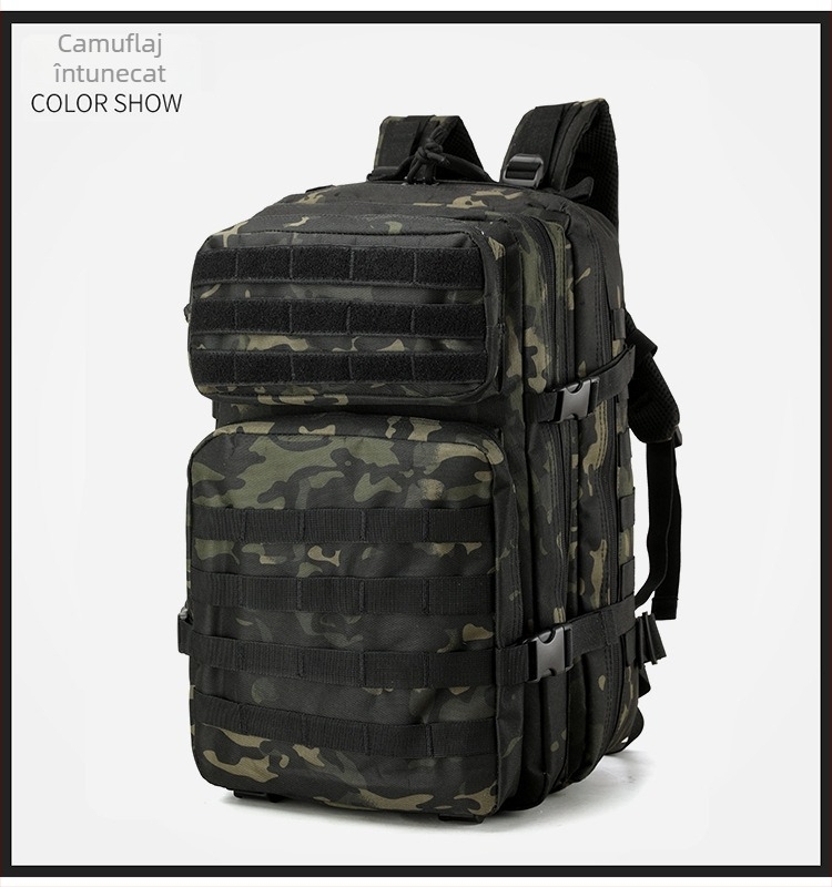 Rucsac sport pentru alpinism, model camuflaj, material Oxford, impermeabil, curea de umăr curbată