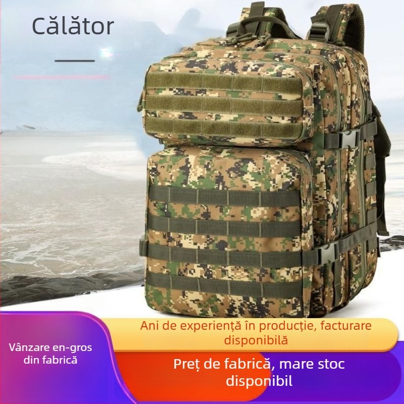 Rucsac sport pentru alpinism, model camuflaj, material Oxford, impermeabil, curea de umăr curbată