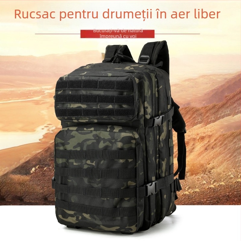 Rucsac sport pentru alpinism, model camuflaj, material Oxford, impermeabil, curea de umăr curbată