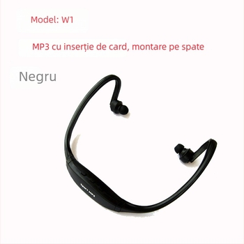 W1 MP3 player montat pe cap, suport TF card, USB 2.0, baterie de 90 mAh, redare 6-8 ore, pentru studenți