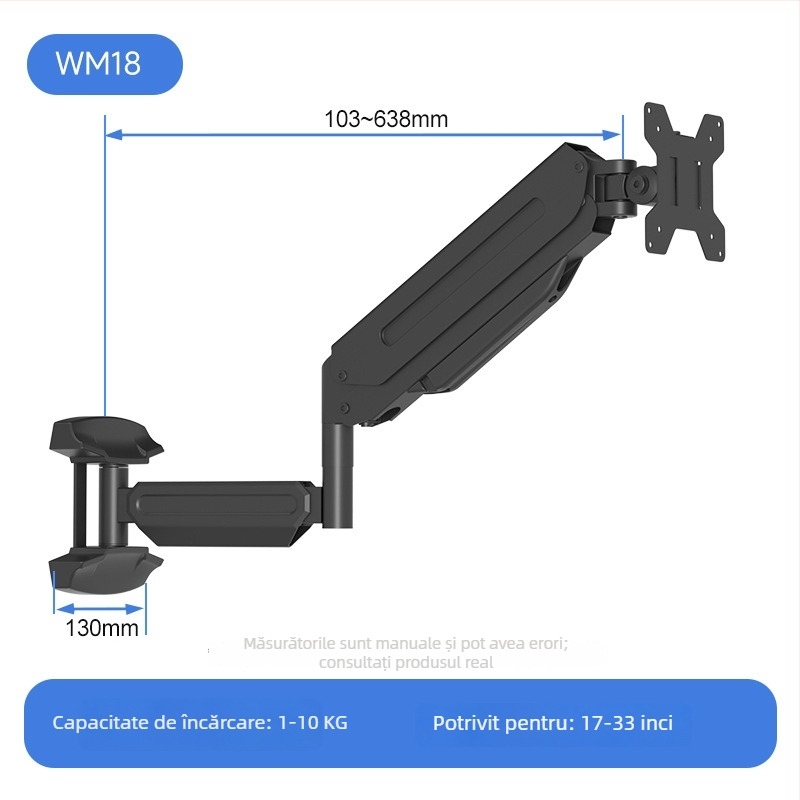Suport de perete pentru afișaj, echipamente medicale-industriale, rotativ, suport integrat pentru tastatură și monitor (Material: oțel laminat la rece; Model: wm18; Lungime linie: wm18; Greutate: 3 kg)