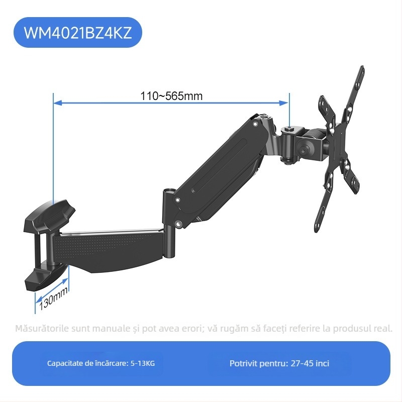 Suport de perete pentru afișaj, echipamente medicale-industriale, rotativ, suport integrat pentru tastatură și monitor (Material: oțel laminat la rece; Model: wm18; Lungime linie: wm18; Greutate: 3 kg)