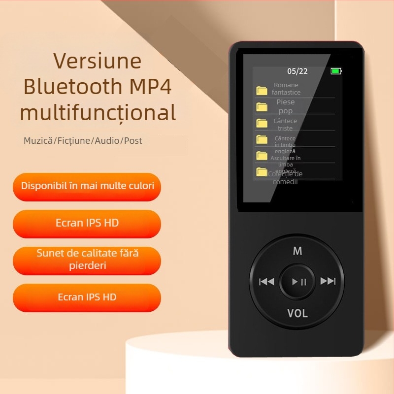 Player MP3/MP4 cu Bluetooth, înregistrare, suport pentru card TF și USB 2.0