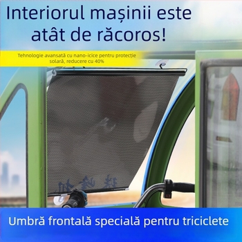 Umbră frontală pentru tricicletă - folie de aluminiu, montare suspendată, perdea obișnuită, compatibil cu alte modele, alte mărci
