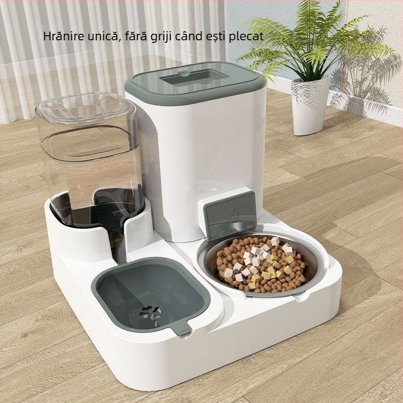 Automat de hrănire pentru animale de companie cu distribuitor de apă și bol integrat pentru pisici și câini — Tensiune ≤36V — Putere 2000W+ — Protecție la supraîncălzire: Nu