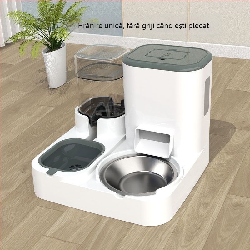 Automat de hrănire pentru animale de companie cu distribuitor de apă și bol integrat pentru pisici și câini — Tensiune ≤36V — Putere 2000W+ — Protecție la supraîncălzire: Nu