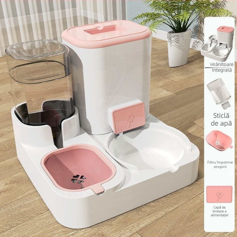 Automat de hrănire pentru animale de companie cu distribuitor de apă și bol integrat pentru pisici și câini — Tensiune ≤36V — Putere 2000W+ — Protecție la supraîncălzire: Nu