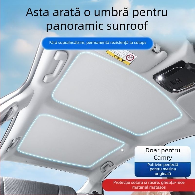 Cortină parasolar pentru sunroof Toyota Camry 9a generație – material textil, montaj snap-in, piesă pentru plafon, stil minimalist, compatibil Toyota