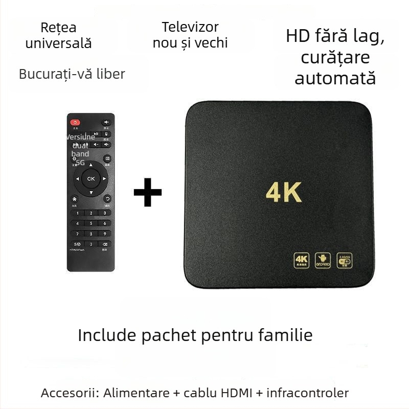 Set-top box televiziune în rețea (4K, 2 GB RAM, Wi‑Fi, Ethernet, HDMI)