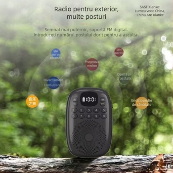 Xianke V15 Mini player radio cu difuzor încorporat, suport MP3, căutare automată a posturilor cu 50 de presetări, 5V 3W, pentru persoane vârstnice