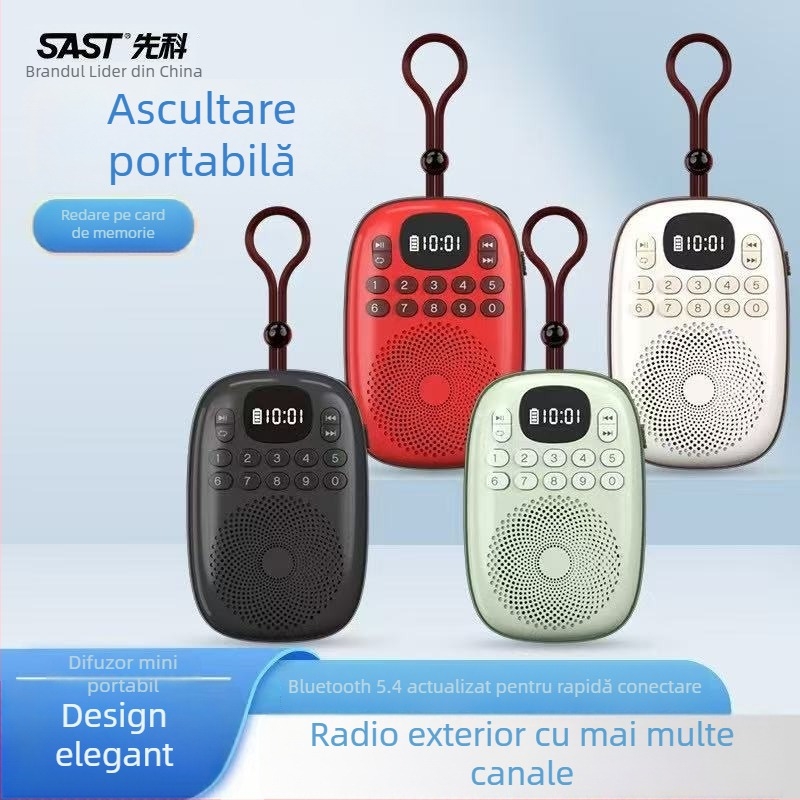 Xianke V15 Mini player radio cu difuzor încorporat, suport MP3, căutare automată a posturilor cu 50 de presetări, 5V 3W, pentru persoane vârstnice