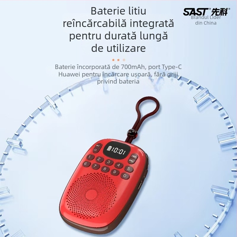 Xianke V15 Mini player radio cu difuzor încorporat, suport MP3, căutare automată a posturilor cu 50 de presetări, 5V 3W, pentru persoane vârstnice