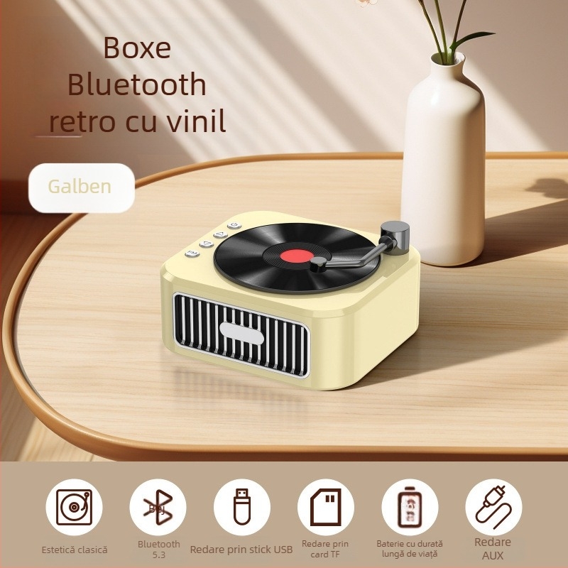 Boxă Bluetooth de birou stereo, design compact, 5W, BT 5.3, baterie încorporată 800–1000 mAh, bandă de frecvență 100 Hz–20 kHz, rază de acțiune până la 10 m