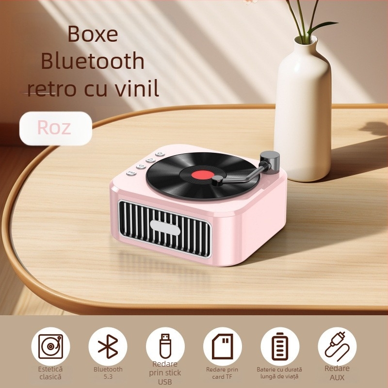 Boxă Bluetooth de birou stereo, design compact, 5W, BT 5.3, baterie încorporată 800–1000 mAh, bandă de frecvență 100 Hz–20 kHz, rază de acțiune până la 10 m