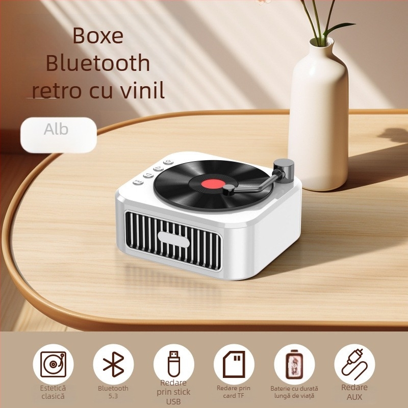 Boxă Bluetooth de birou stereo, design compact, 5W, BT 5.3, baterie încorporată 800–1000 mAh, bandă de frecvență 100 Hz–20 kHz, rază de acțiune până la 10 m