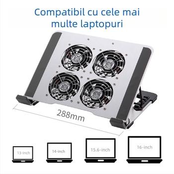 iDock suport de răcire pentru laptop N65 cu ventilator silențios, corp din fier + aluminiu + ABS, 1 ventilator, porturi USB opționale