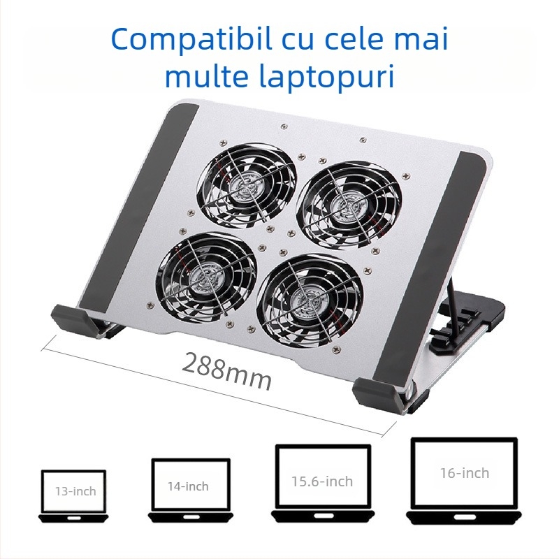 iDock suport de răcire pentru laptop N65 cu ventilator silențios, corp din fier + aluminiu + ABS, 1 ventilator, porturi USB opționale