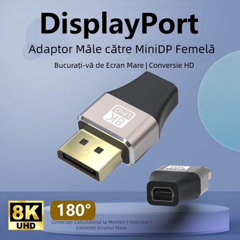 Adaptor DP la Mini DP, pentru monitor și placă video, interfață DP, conector unic