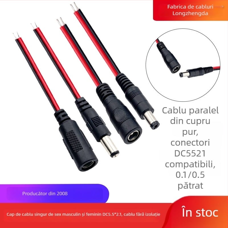 Cablu de alimentare DC cu conector DC5521, de la femelă la mascul, pentru monitor, set-top box, iluminare LED, router