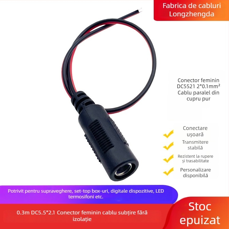 Cablu de alimentare DC cu conector DC5521, de la femelă la mascul, pentru monitor, set-top box, iluminare LED, router