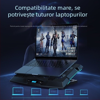 Radiator pentru notebook cu suport pliabil de înălțare; răcire cu ventilator, corp din plastic, 0,7 kg