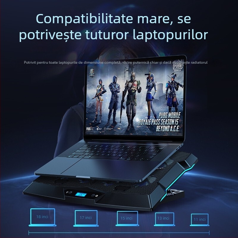 Radiator pentru notebook cu suport pliabil de înălțare; răcire cu ventilator, corp din plastic, 0,7 kg