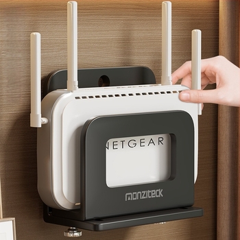 Raft de perete pentru TV și WiFi – montat pe perete, 1 nivel, din oțel carbon, stil modern minimalist, model 2113192187132642176