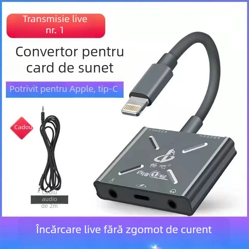 Have Fun No.1 Convertor de sunet pentru card de sunet, pentru telefoane Apple Type-C — Interfață audio pentru streaming pe mobil