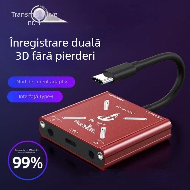 Have Fun No.1 Convertor de sunet pentru card de sunet, pentru telefoane Apple Type-C — Interfață audio pentru streaming pe mobil
