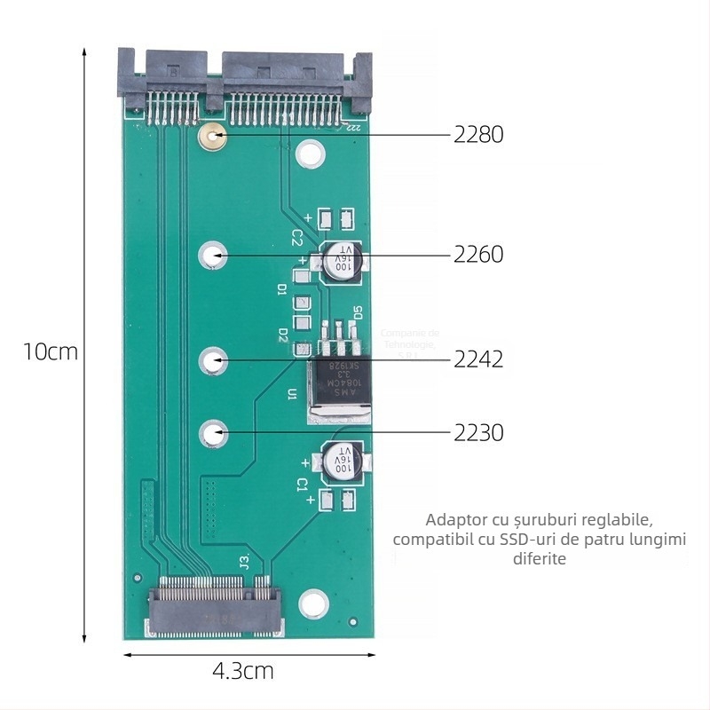 Cutie de transfer NGFF către SATA, adaptor SATA3, cu carcasă încorporată