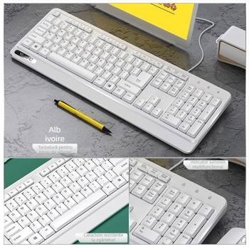 Set tastatură și mouse cablat, 104 taste, cu suport pentru palmă, model V1