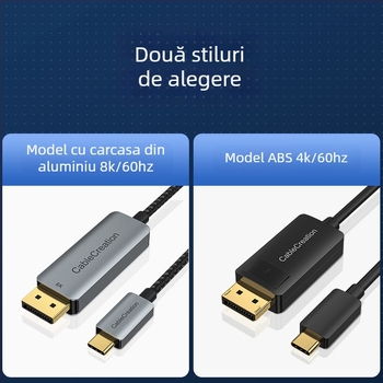 Dock de extensie Type-C la DP 1.4 pentru laptopuri, 8K60Hz • interfață DP • cip PS8468 • nucleu din cupru • carcasă aluminiu/ABS • model CD0736-G