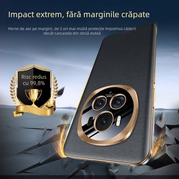 Carcasă pentru Honor Magic6 Pro – piele reală și construcție din metal, protecție pentru obiectiv, acoperire complete, rezistență la căderi.