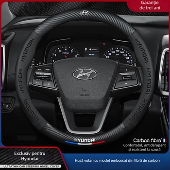 Husa de volan din piele naturală Sulemei – stil sport, pentru toate anotimpurile, compatibil cu Hyundai Ix35, Elantra, Accent, Sonata, Tucson, Veloster