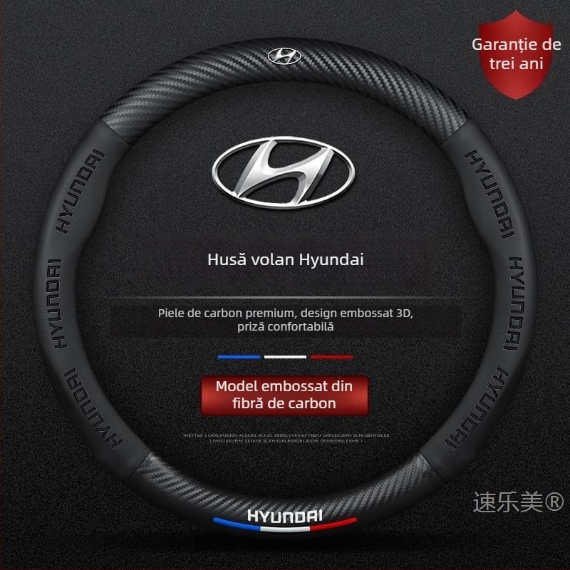 Husa de volan din piele naturală Sulemei – stil sport, pentru toate anotimpurile, compatibil cu Hyundai Ix35, Elantra, Accent, Sonata, Tucson, Veloster