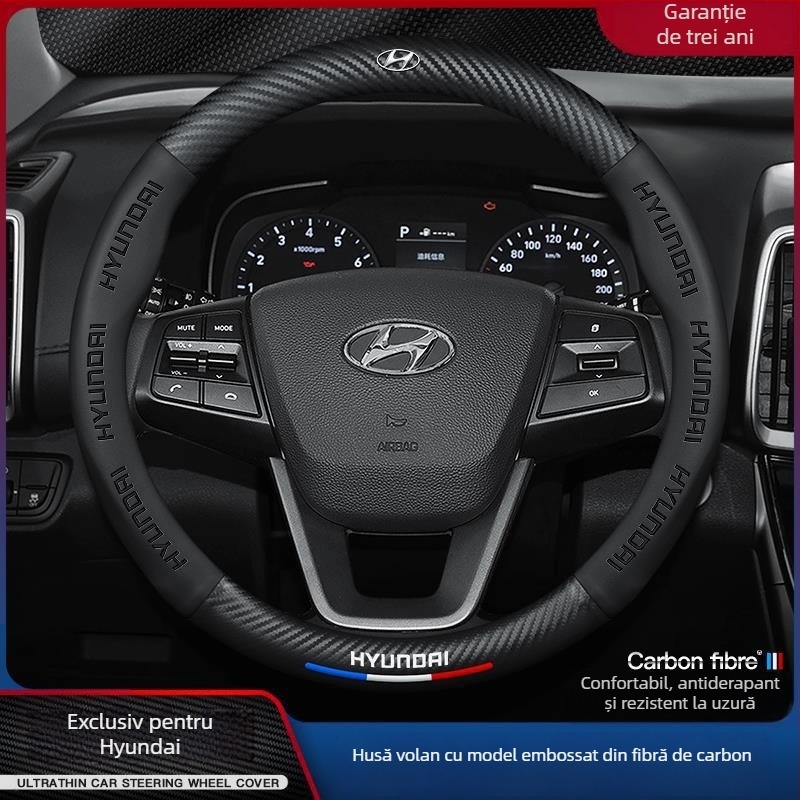 Husa de volan din piele naturală Sulemei – stil sport, pentru toate anotimpurile, compatibil cu Hyundai Ix35, Elantra, Accent, Sonata, Tucson, Veloster