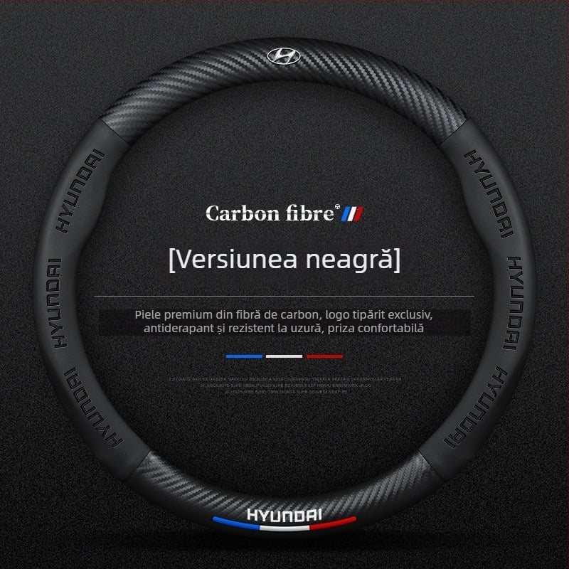 Husa de volan din piele naturală Sulemei – stil sport, pentru toate anotimpurile, compatibil cu Hyundai Ix35, Elantra, Accent, Sonata, Tucson, Veloster