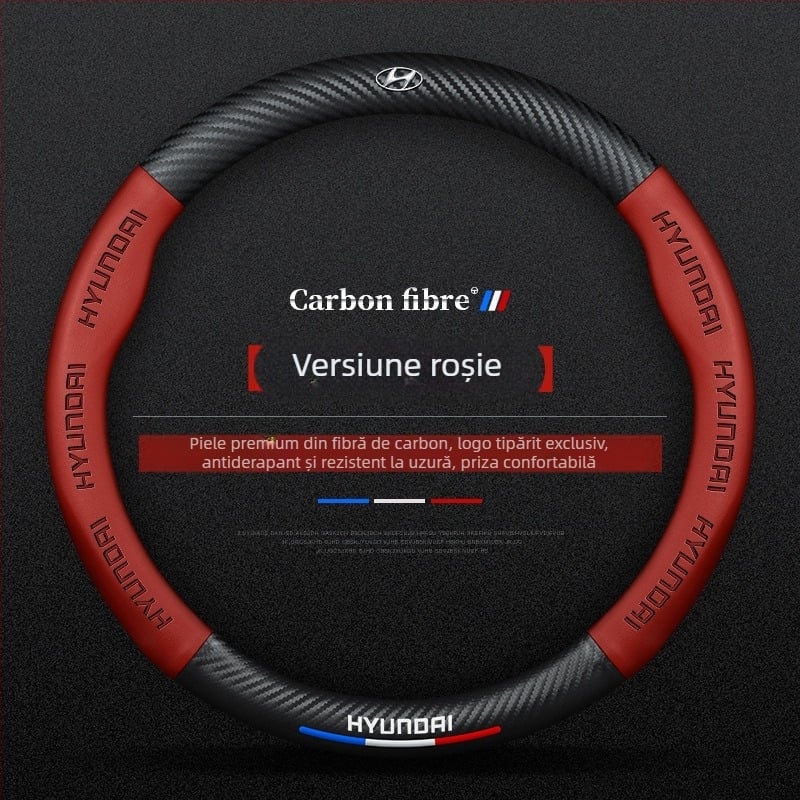 Husa de volan din piele naturală Sulemei – stil sport, pentru toate anotimpurile, compatibil cu Hyundai Ix35, Elantra, Accent, Sonata, Tucson, Veloster