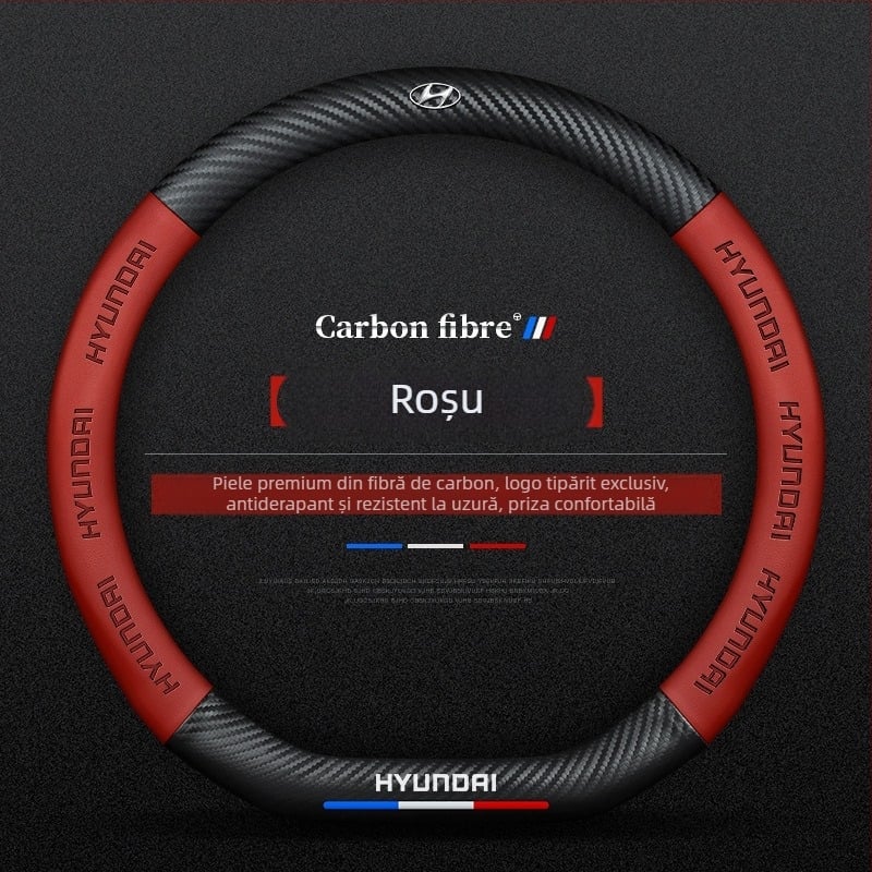 Husa de volan din piele naturală Sulemei – stil sport, pentru toate anotimpurile, compatibil cu Hyundai Ix35, Elantra, Accent, Sonata, Tucson, Veloster