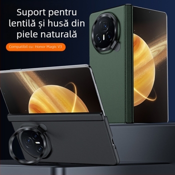 Carcasă protecție din piele pentru Honor MagicV3 cu ax central integrat și acoperire totală, suport pentru lentile cu balama – VS3; piele naturală; presare la cald; disipare căldură; anti-cadere