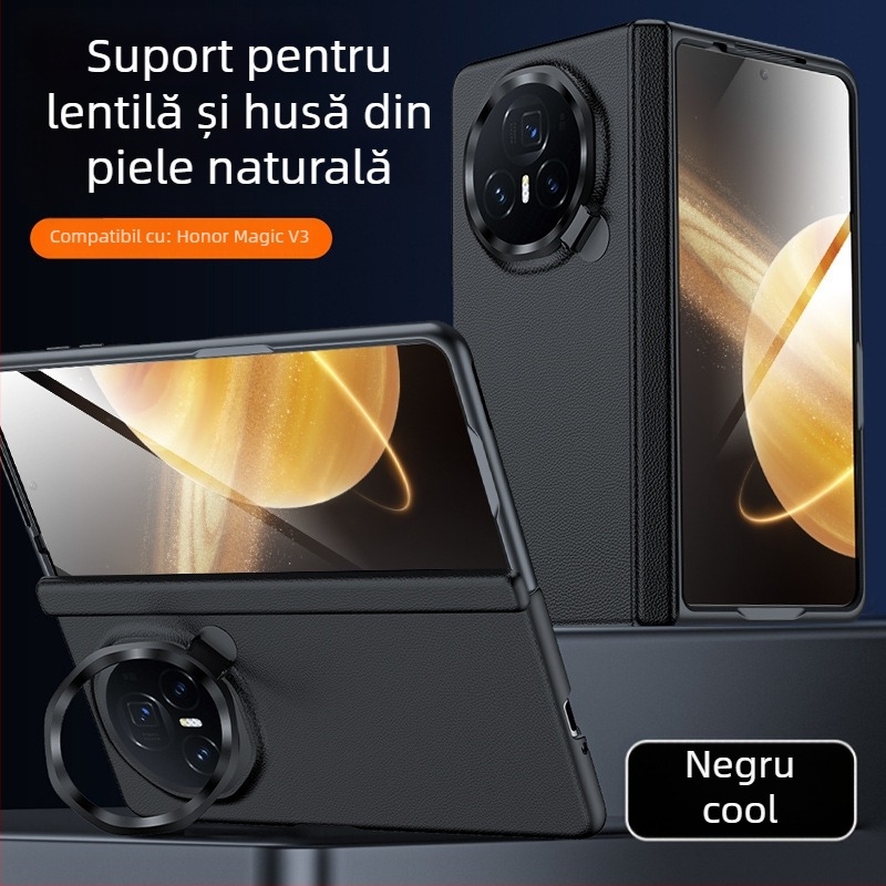 Carcasă protecție din piele pentru Honor MagicV3 cu ax central integrat și acoperire totală, suport pentru lentile cu balama – VS3; piele naturală; presare la cald; disipare căldură; anti-cadere