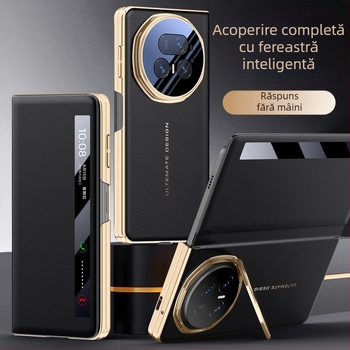 Carcasă de telefon Honor Magic V5, flip-top, PU cu placare electroplată, anti-derapaj, anti-cadere, anti-amprente, stil luxos