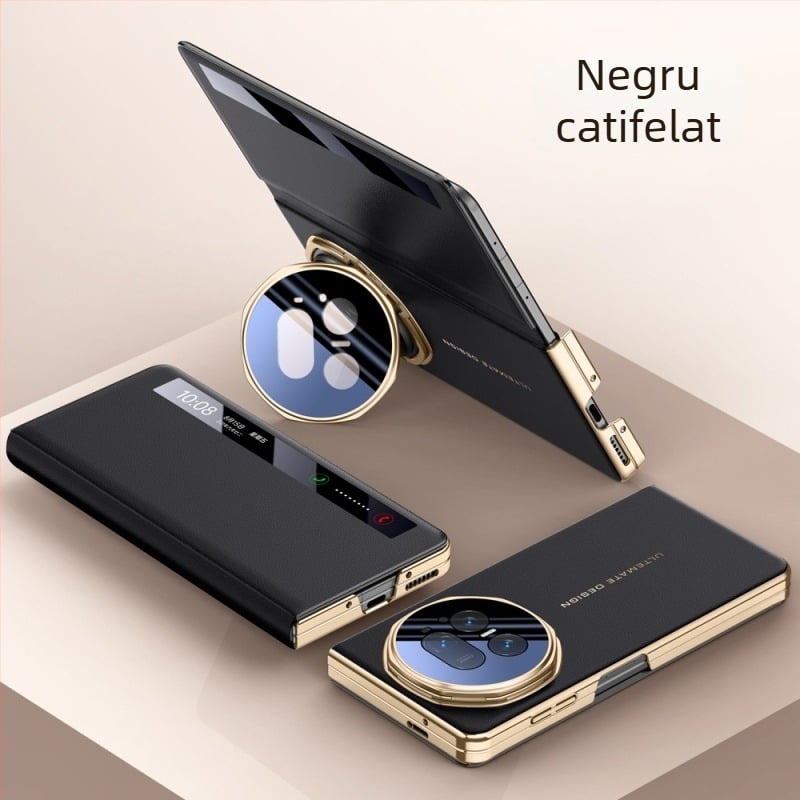Carcasă de telefon Honor Magic V5, flip-top, PU cu placare electroplată, anti-derapaj, anti-cadere, anti-amprente, stil luxos