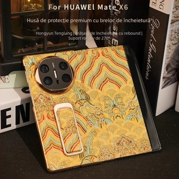 Carcasă protectie Huawei — Capac spate cu suport rotativ inteligent pentru fereastră, acrilic, protecție anti cădere